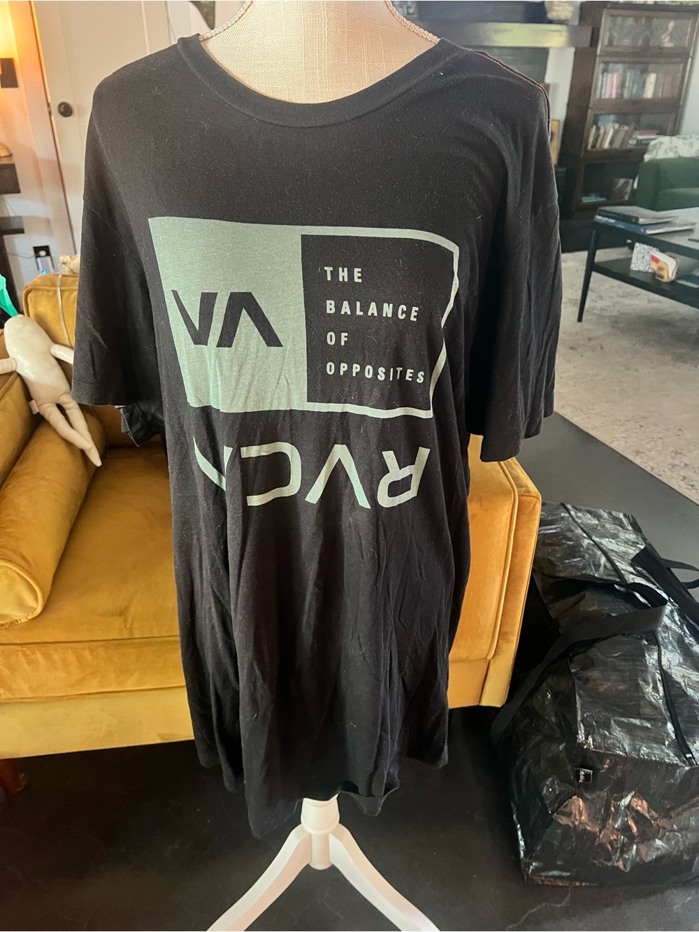 RVCA Black Short-Sleeve Tee with Mint Green Graphic